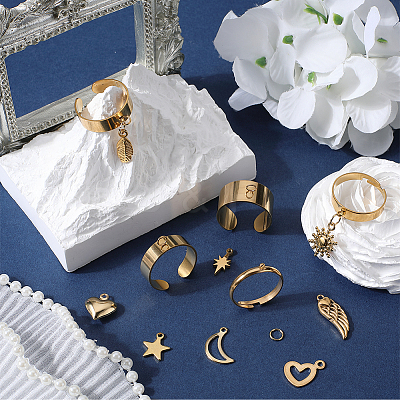 DIY Charm Cuff Ring Making Kit DIY-SC0023-58-1