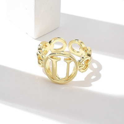 Brass Open Cuff Rings for Women RJEW-K289-01G-U-1