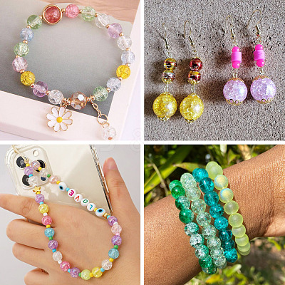 180Pcs 9 Colors Baking Paint Crackle Glass Beads DGLA-TA0001-06-1