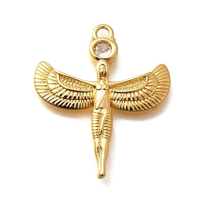 Brass Micro Pave Cubic Zirconia Pendants KK-U055-09G-02-1