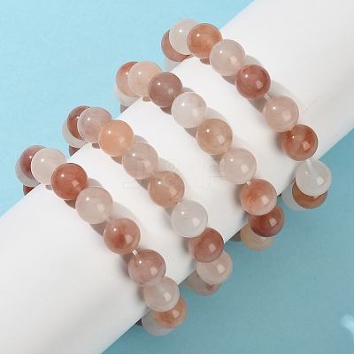 12MM Natural Xinjiang Golden Silk Jade Round Beaded Stretch Bracelets for Women BJEW-G756-01C-1