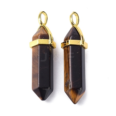 Natural Yellow Tiger Eye Pointed Pendants G-G025-01G-27-1