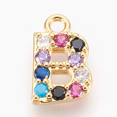 Brass Micro Pave Cubic Zirconia Charms LS-ZIRC-F089-01G-B-1