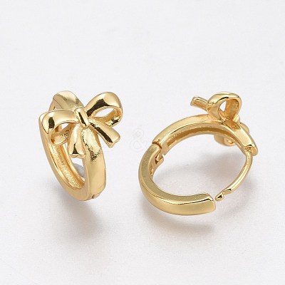 Brass Huggie Hoop Earrings EJEW-L231-35G-1