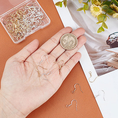 100Pcs 2 Colors Brass Earring Hooks KK-BBC0004-40-1
