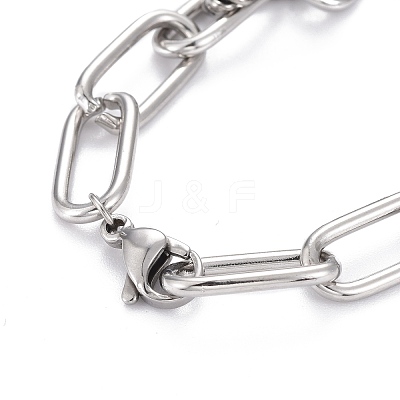 Tarnish Resistant 304 Stainless Steel Paperclip Chain Bracelets BJEW-F412-02P-1