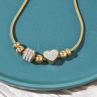 European Style Polymer Clay Rhinestones & 201 Stainless Steel Beaded Bracelets BJEW-G765-01G-01-1