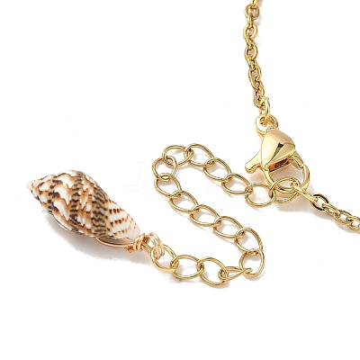 Natural Spiral Shell & Glass Pearl Charm Bracelets BJEW-JB09973-1