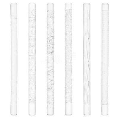 6Pcs 6 Style Acrylic Carved Rolling Pin AJEW-BC0006-51-1