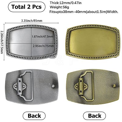 2Pcs 2 Colors Alloy Belt Buckles FIND-DJ0001-75-1