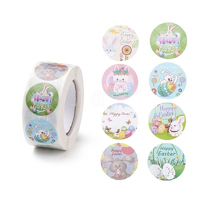 8 Patterns Easter Theme Self Adhesive Paper Sticker Rolls DIY-C060-03P-1