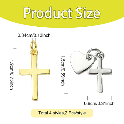 8Pcs 4 Styles Rack Plating Brass Pendants KK-YW0004-10-1