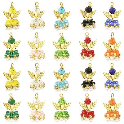 20Pcs 10 Colors Faceted Glass Pendants PALLOY-SZ00011-1