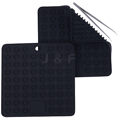 2Pcs Square Silicone Hot Mats for Hot Dishes AJEW-GF0008-26D-1