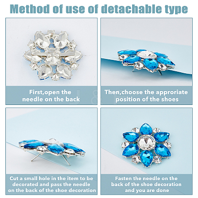 8Pcs 4 Colors Zinc Alloy Crystal Rhinestone Shoe Decorations FIND-HY0002-29-1