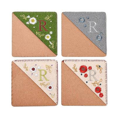 4Pcs Letter Personalized Hand Embroidered Corner Bookmarks JX587R-1