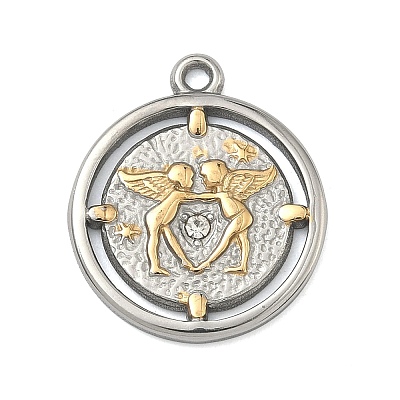 Hammered 304 Stainless Steel Pendants STAS-Z192-01GP-1