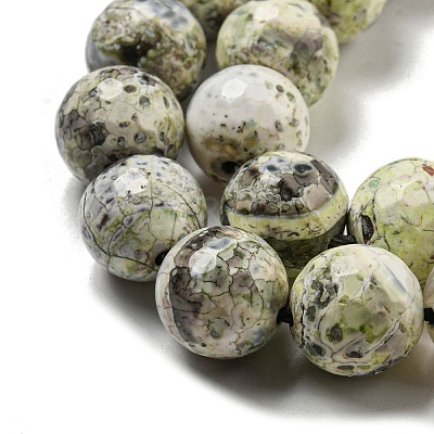 Faceted Natural Fire Crackle Agate Beads Strands G-F447-12mm-J01-1