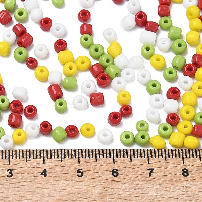 4 Colors Christmas 6/0 Glass Round Seed Beads SEED-X0058-03C-1