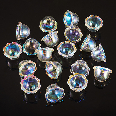 30Pcs UV Plating Acrylic Bead Caps PACR-TA0001-17E-1