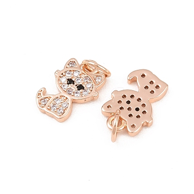 Brass Micro Pave Clear Cubic Zirconia Charms ZIRC-C020-38-1