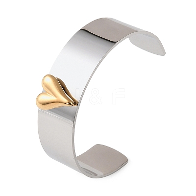 Two Tone 304 Stainless Steel Cuff Bangles BJEW-D465-05B-GP-1