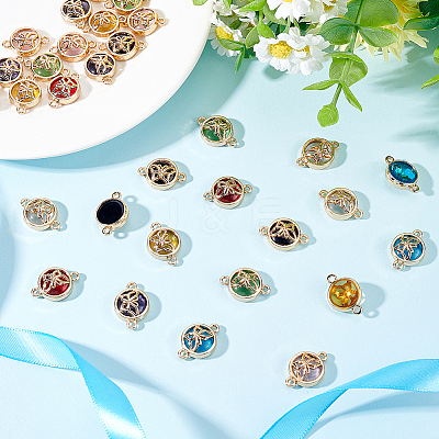 32Pcs 8 Colors Glass Connector Charms GLAA-AR0001-31-1