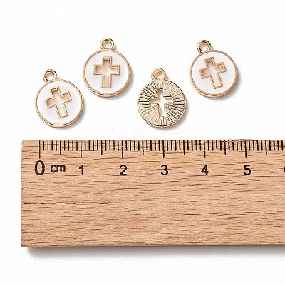 Light Gold Plated Alloy Enamel Pendants ENAM-R136-18A-1