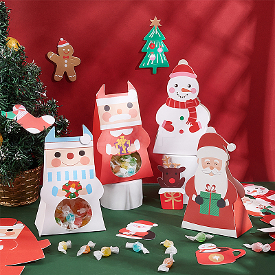 24Pcs 4 Styles Christmas Folding Gift Boxes CON-BC0007-09-1