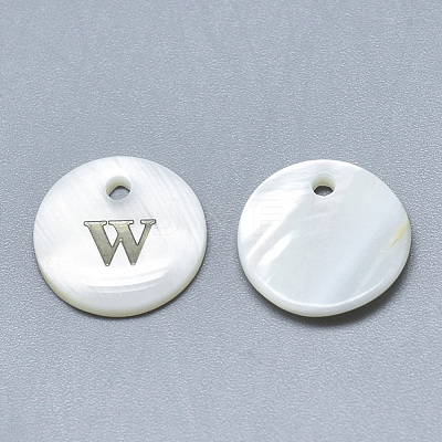 Natural White Shell Mother of Pearl Shell Charms X-SSHEL-N036-053W-1