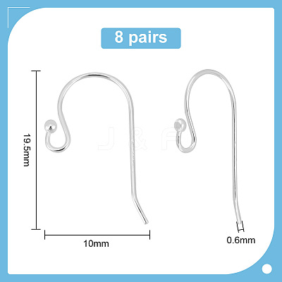 16Pc 925 Sterling Silver Earring Hooks STER-PH0001-37-1