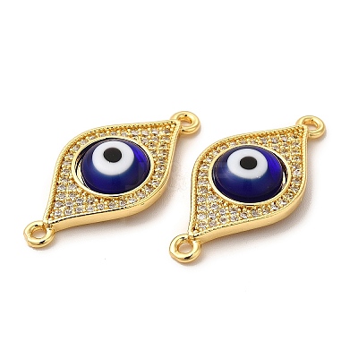 Rack Plating Real 18K Gold Plated Brass Micro Pave Clear Cubic Zirconia Connector Charms ZIRC-L102-02G-04-1