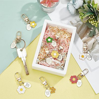 9Pcs Alloy Enamel Pendants Keychains HJEW-NB0001-52-1