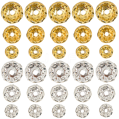 300Pcs 6 Styles Brass Rhinestone Spacer Beads RB-PA0001-02-1
