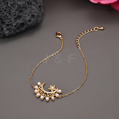 Brass Micro Pave Cubic Zirconia Link Bracelets for Women TF5146-1-1