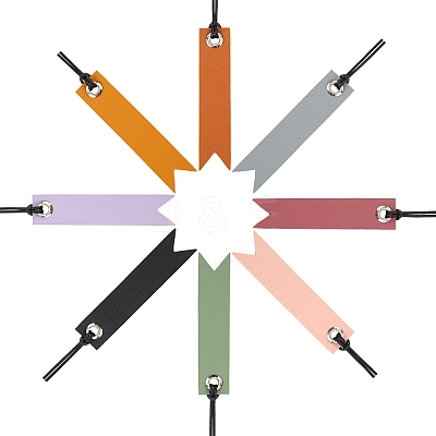 16Pcs 8 Colors Leather Bookmarks AJEW-CP0007-55-1