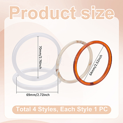 4Pcs 4 Styles Acrylic Bangles for Women BJEW-UN0001-78-1