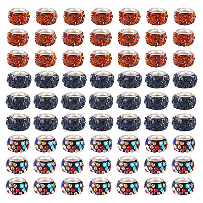 105Pcs 3 Colors Polymer Clay Rhinestone European Beads CPDL-TA0001-02-1