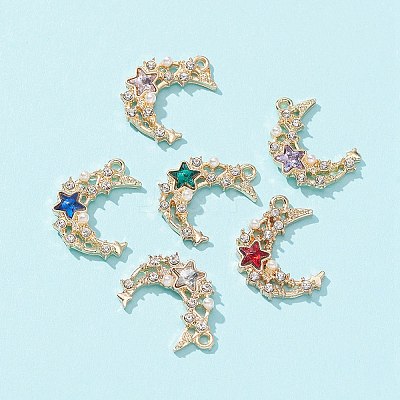 6Pcs 6 Colors Acrylic Rhinestone Pendants FIND-FS0001-39-1-1
