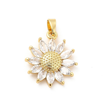 Brass Micro Pave Clear Cubic Zirconia Pendants KK-I695-022G-1