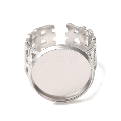 Woven Bezel 304 Stainless Steel Cuff Ring Components SA-CBAD8FA-01P-05-1