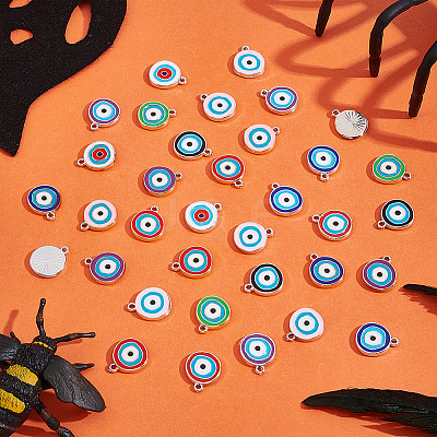 84Pcs 14 Colors CCB Plastic Enamel Pendants CCB-PH0001-24-1