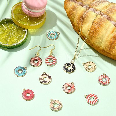 50Pcs 10 Colors Printed Alloy Pendants ENAM-CJ0006-81-1