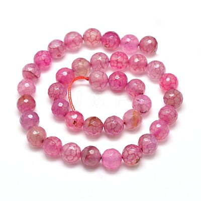 Dyed Natural Agate Faceted Round Beads Strands G-E268-02-1