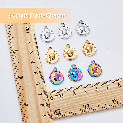18Pcs 3 Colors Ion Plating(IP) 304 Stainless Steel Pendants Sets STAS-DC0014-12-1