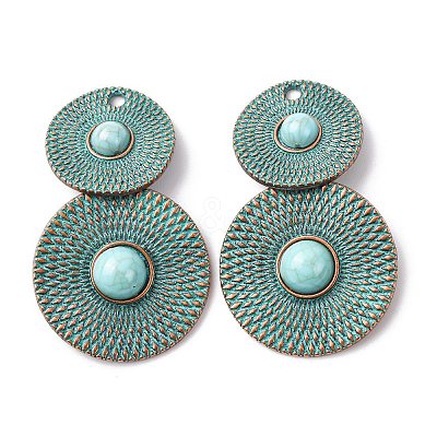 Alloy with Synthetic Turquoise Pendants FIND-B055-01A-1