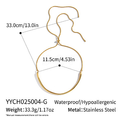 Adjustable 304 Stainless Steel Curved Shape Round Snake Chain Slider Choker Necklaces for Women CE3474-1-1