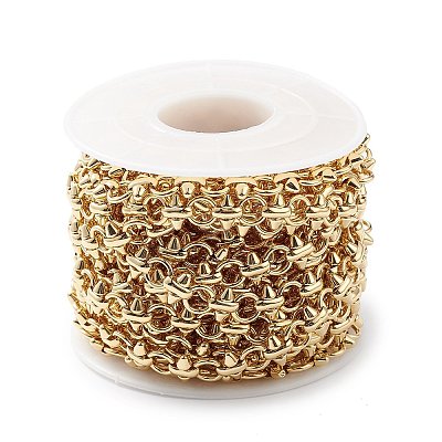 Rack Plating Brass Ring & Spike Link Chain CHC-K013-04-1
