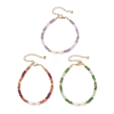 Dyed Natural Malaysia Jade & Natural Cultured Freshwater Pearl Beaded Bracelets for Women BJEW-JB13154-1