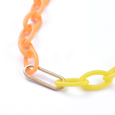 Personalized Two Tone ABS Plastic Cable Chain Necklaces X-NJEW-JN02825-02-1